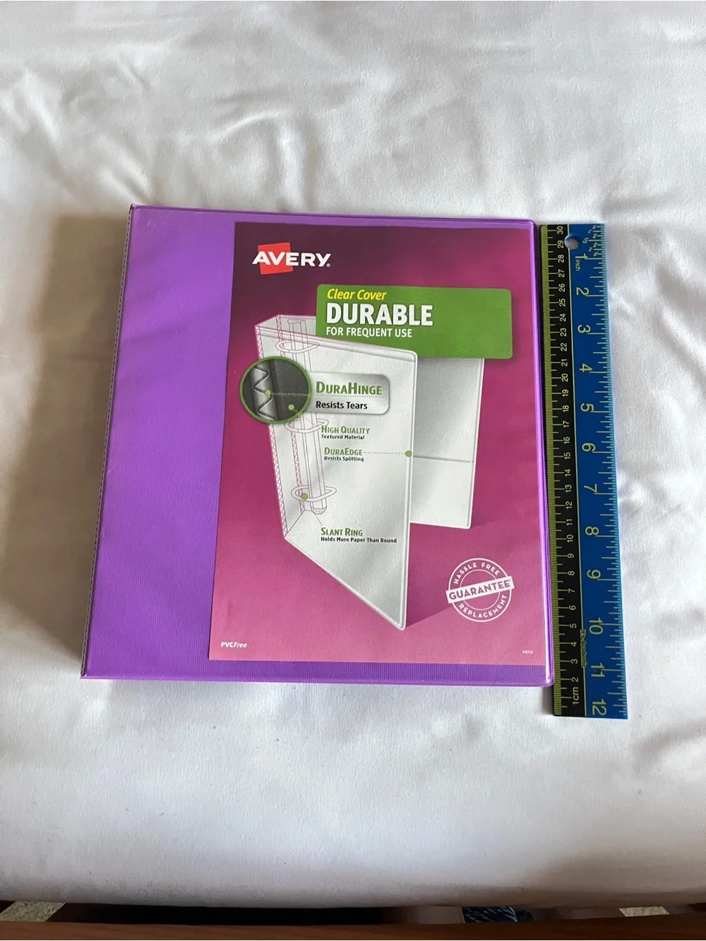 Avery Purple 1.5 Inch Slant Ring Durable View Binder Clear Cover PVC Free NEW
